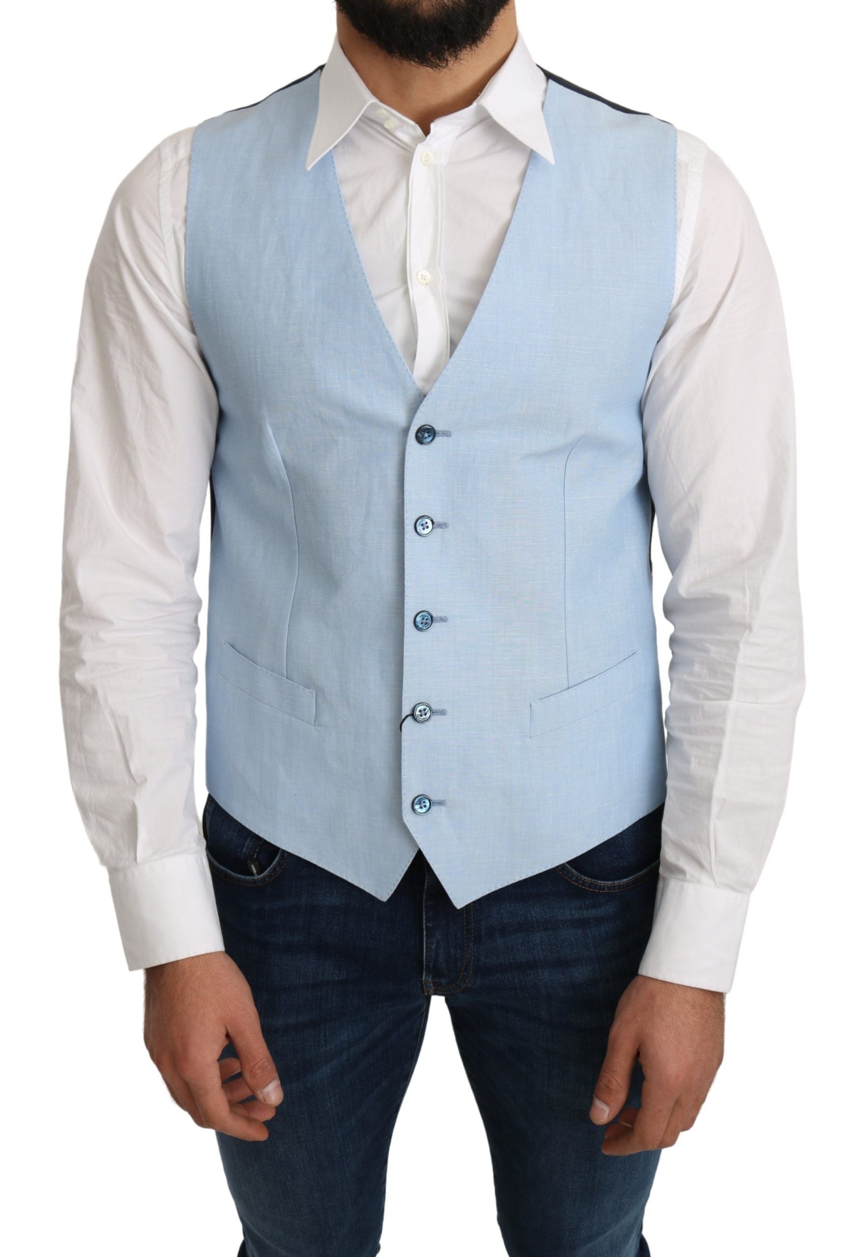 Elegant Azure Men's Formal Vest
