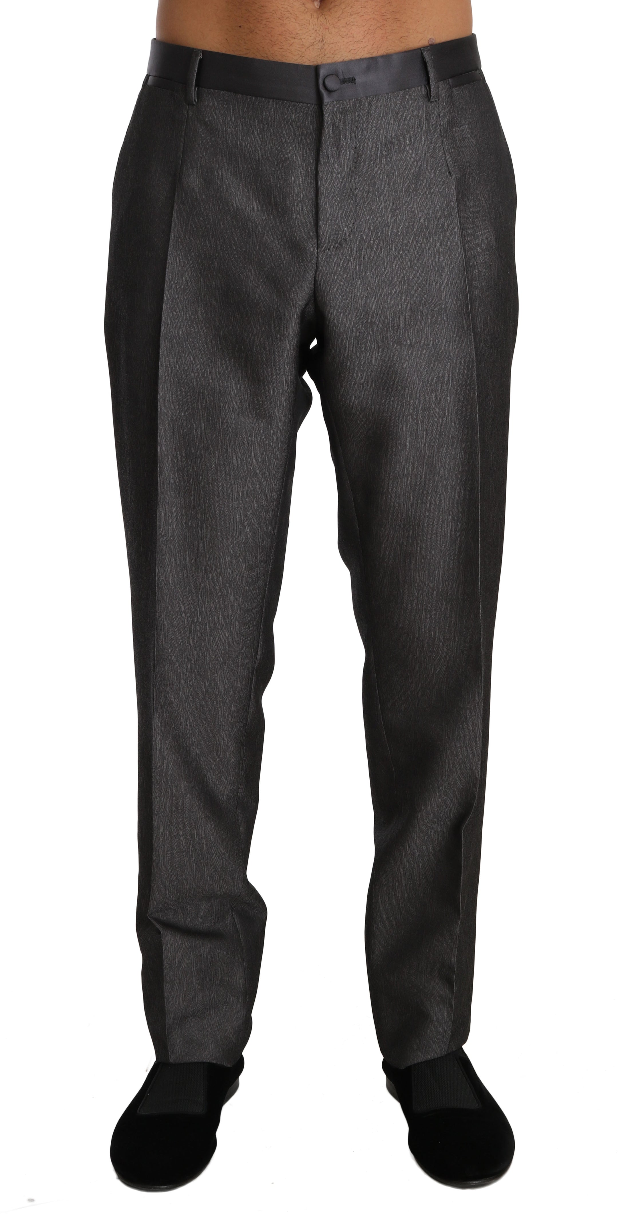 Buy Gray Wool Silk Patterned Formal Trousers by Dolce & Gabbana