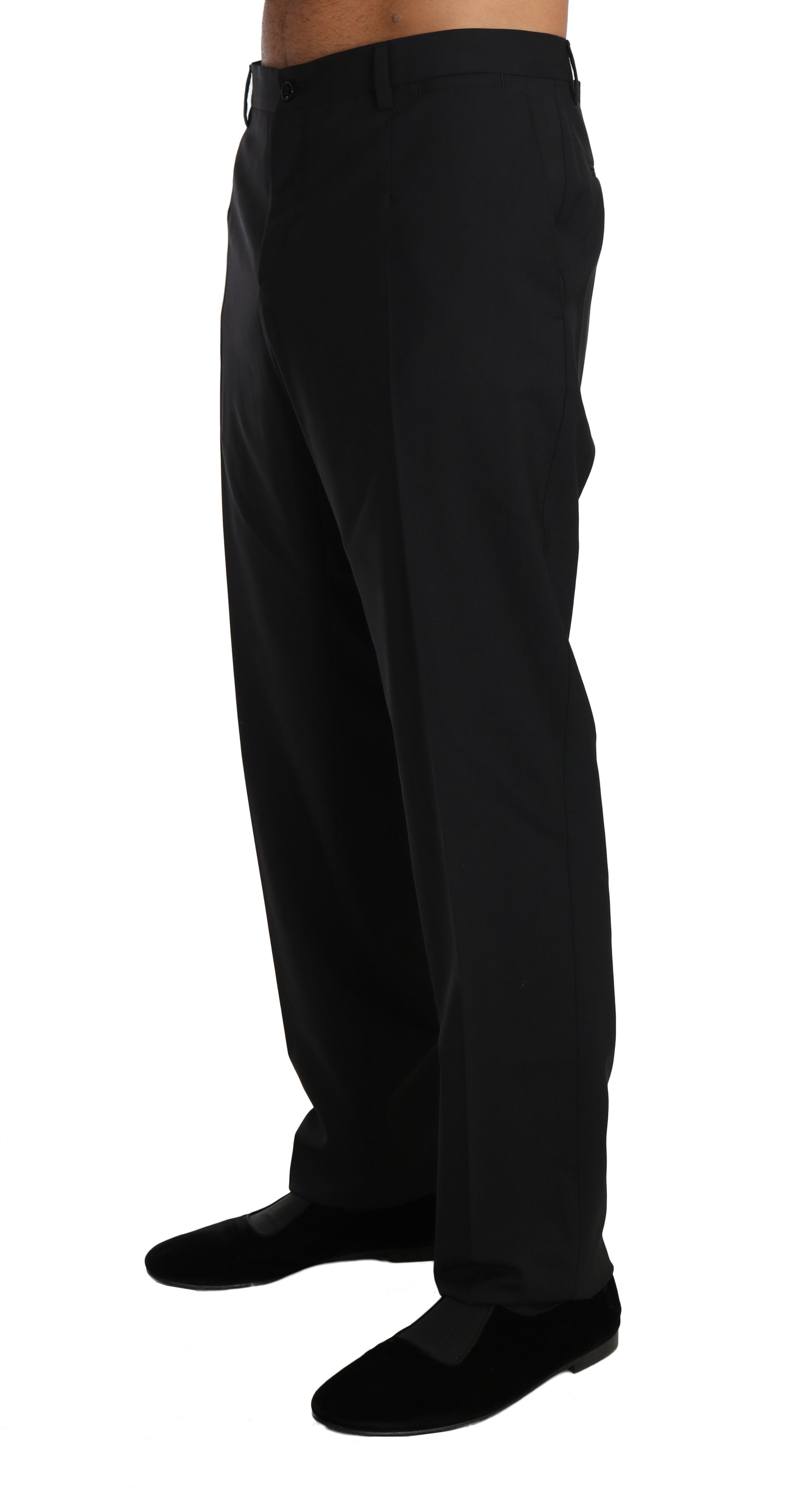 Buy Black Wool Stretch Formal Trousers by Dolce & Gabbana