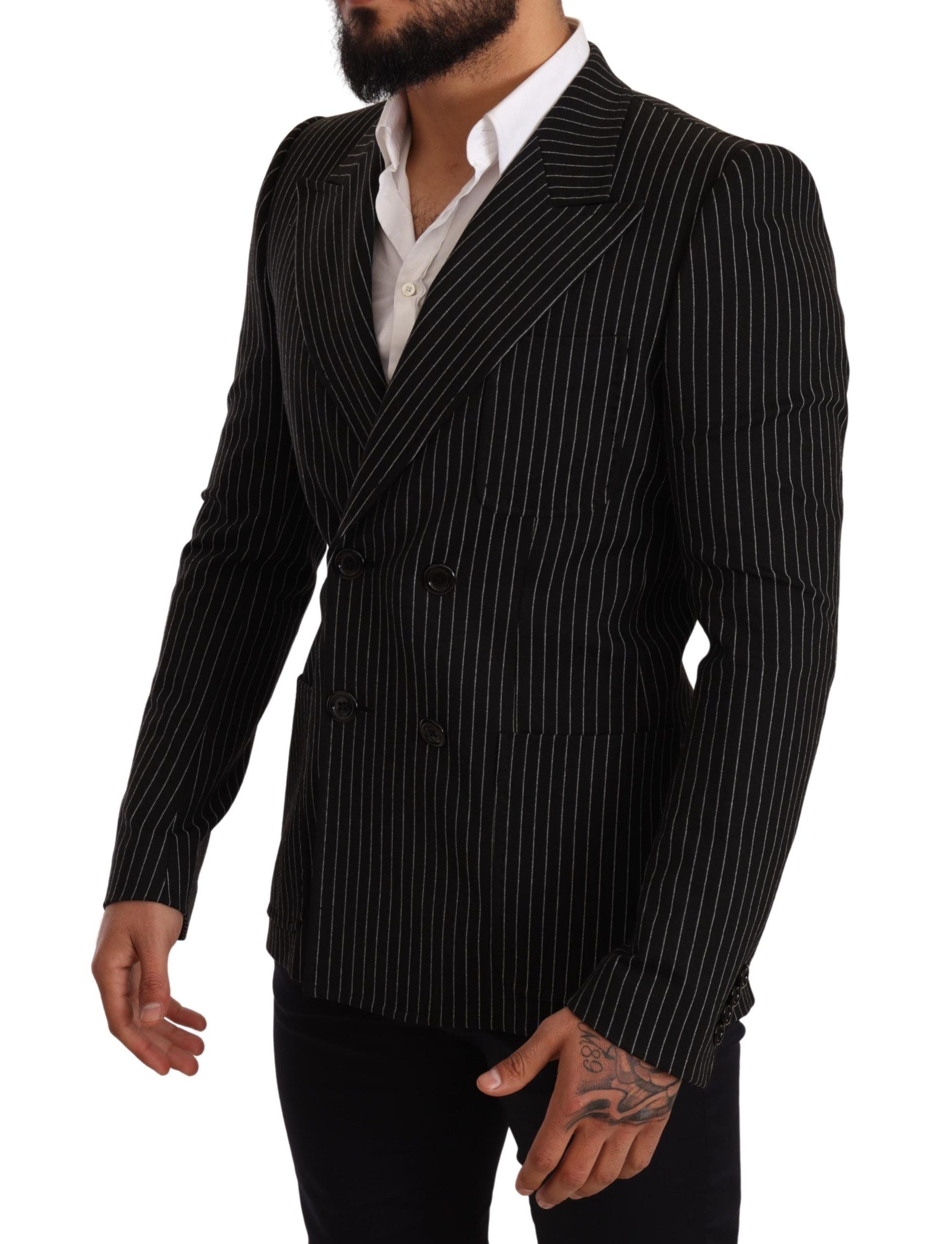 Elegant Striped Wool Blazer with Silk Lining