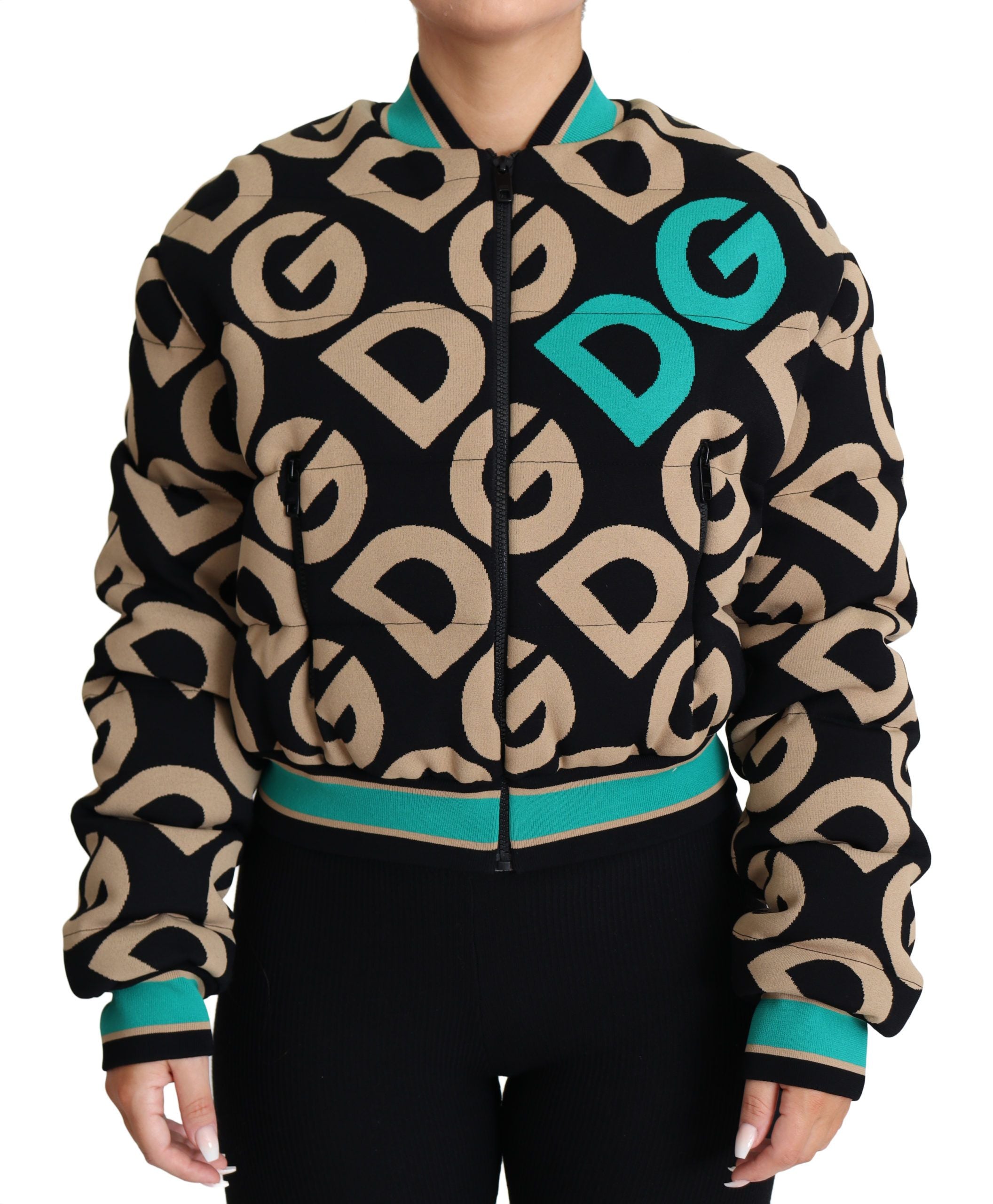 Chic Multicolor Quilted Bomber Jacket