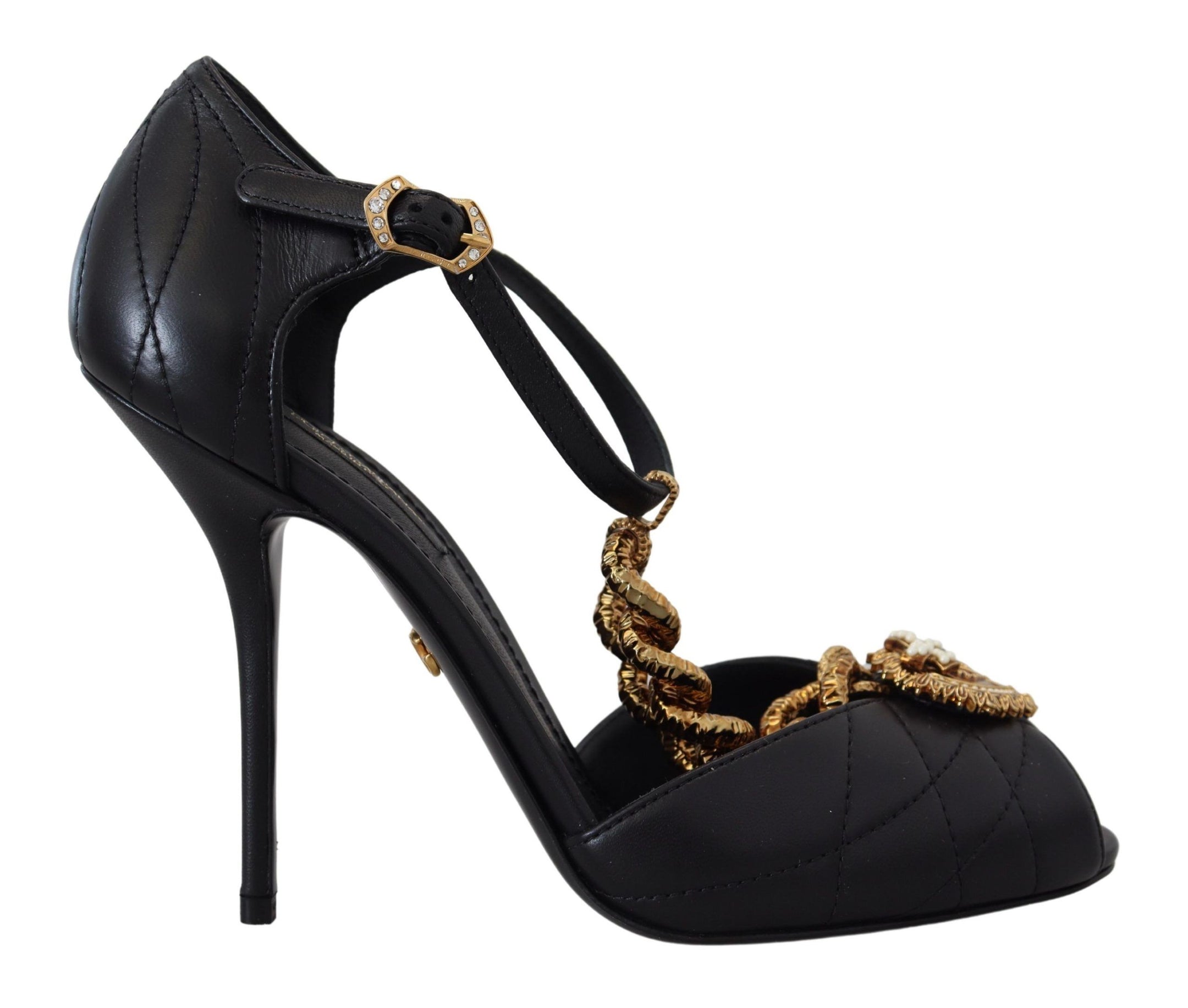 Elegant Gold-Embellished Leather Sandals