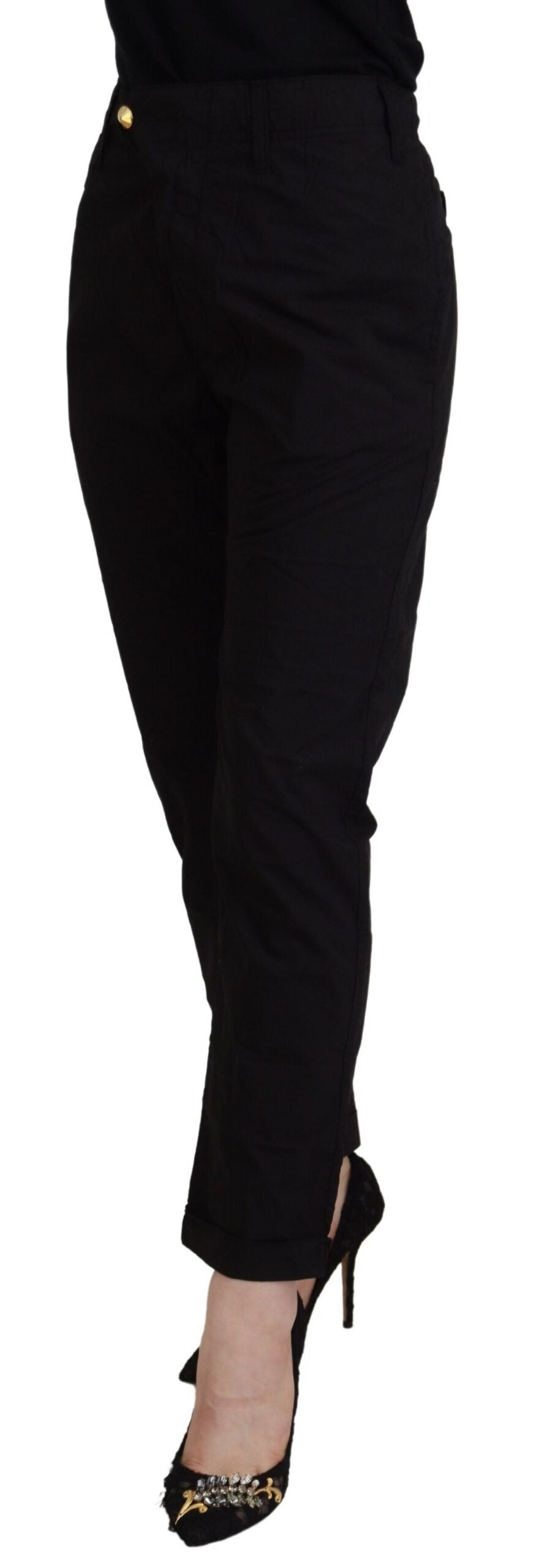 Chic Tapered Black Cotton Pants