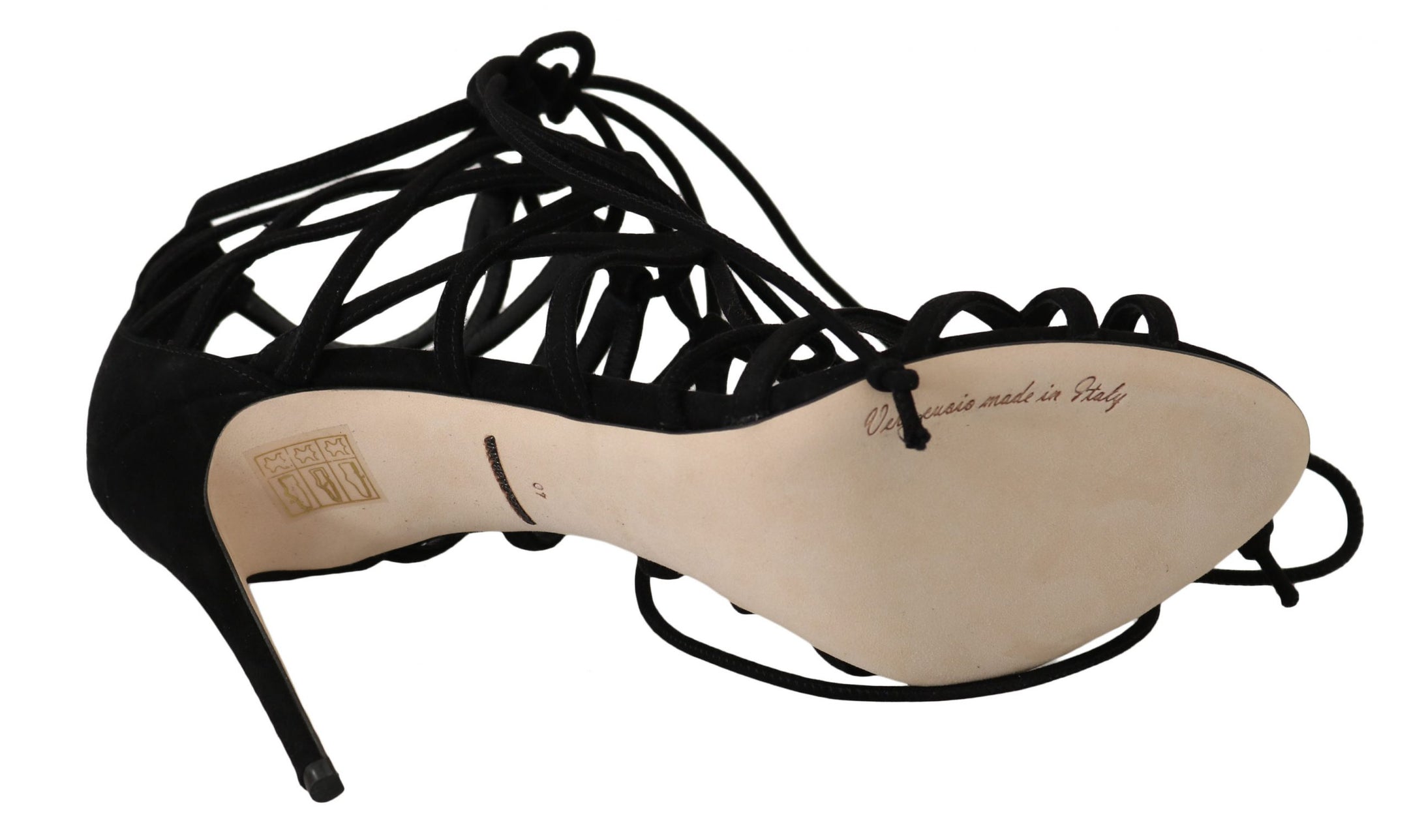 Buy Black Suede Strap Stilettos Sandals by Dolce & Gabbana