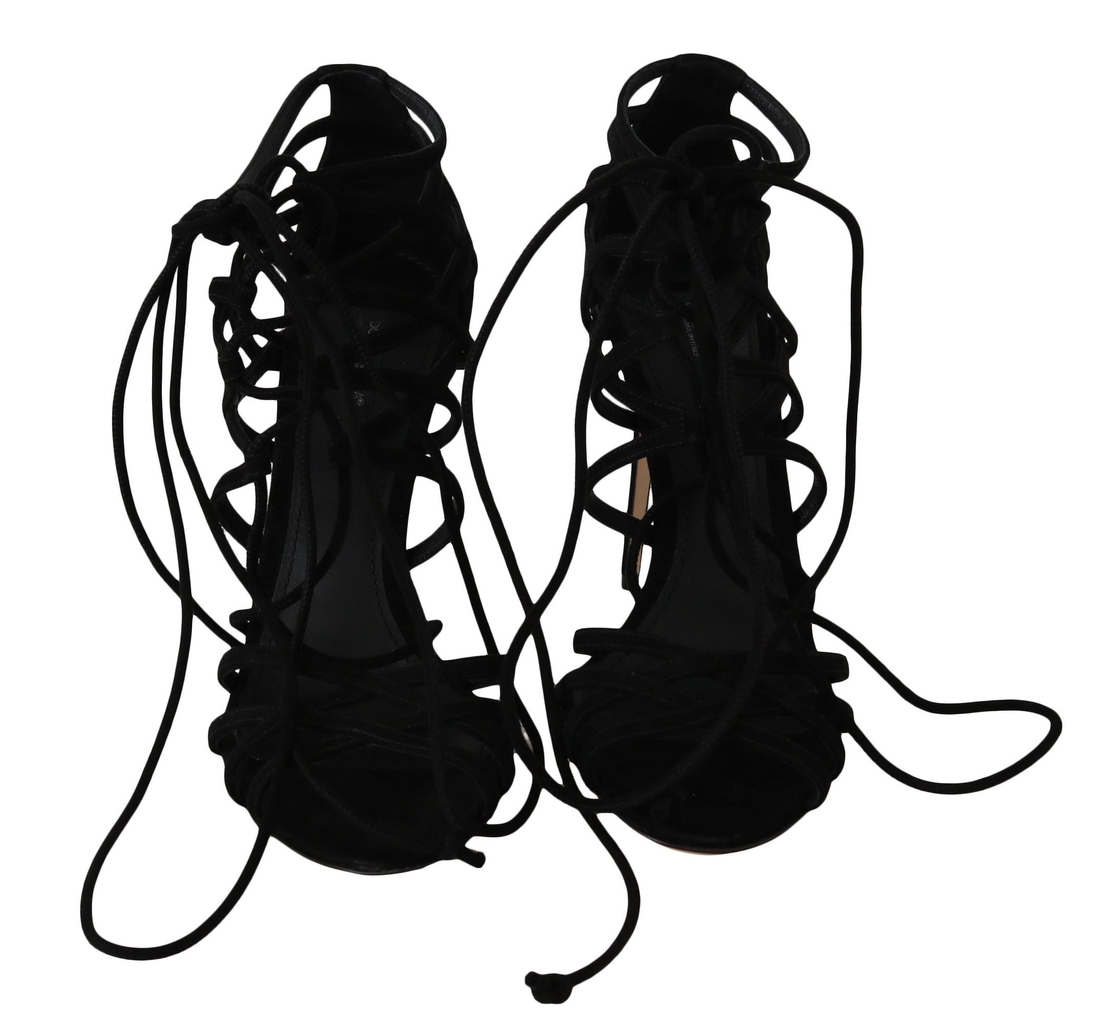 Buy Black Suede Strap Stilettos Sandals by Dolce & Gabbana
