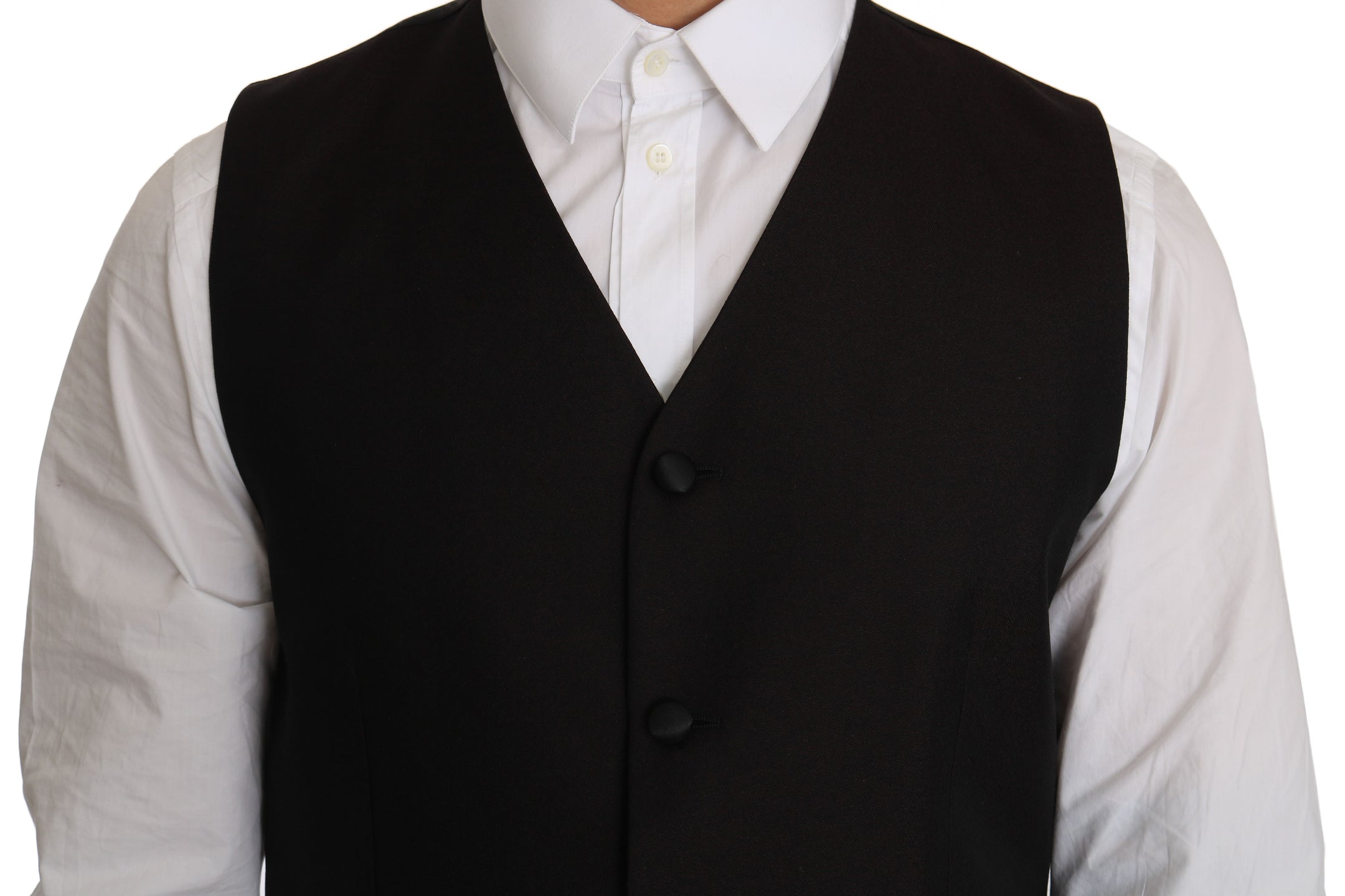 Elegant Black Silk Blend Formal Vest
