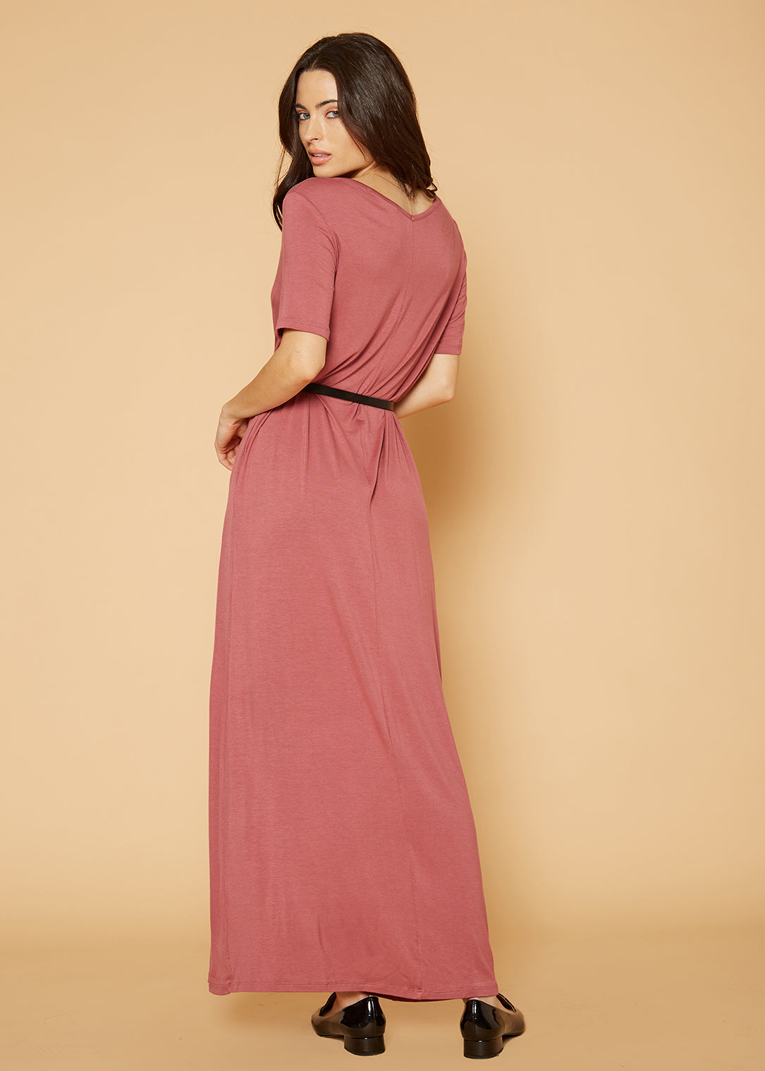Buy V-neck Short Sleeve Maxi Dress With Pockets by Shop at Konus