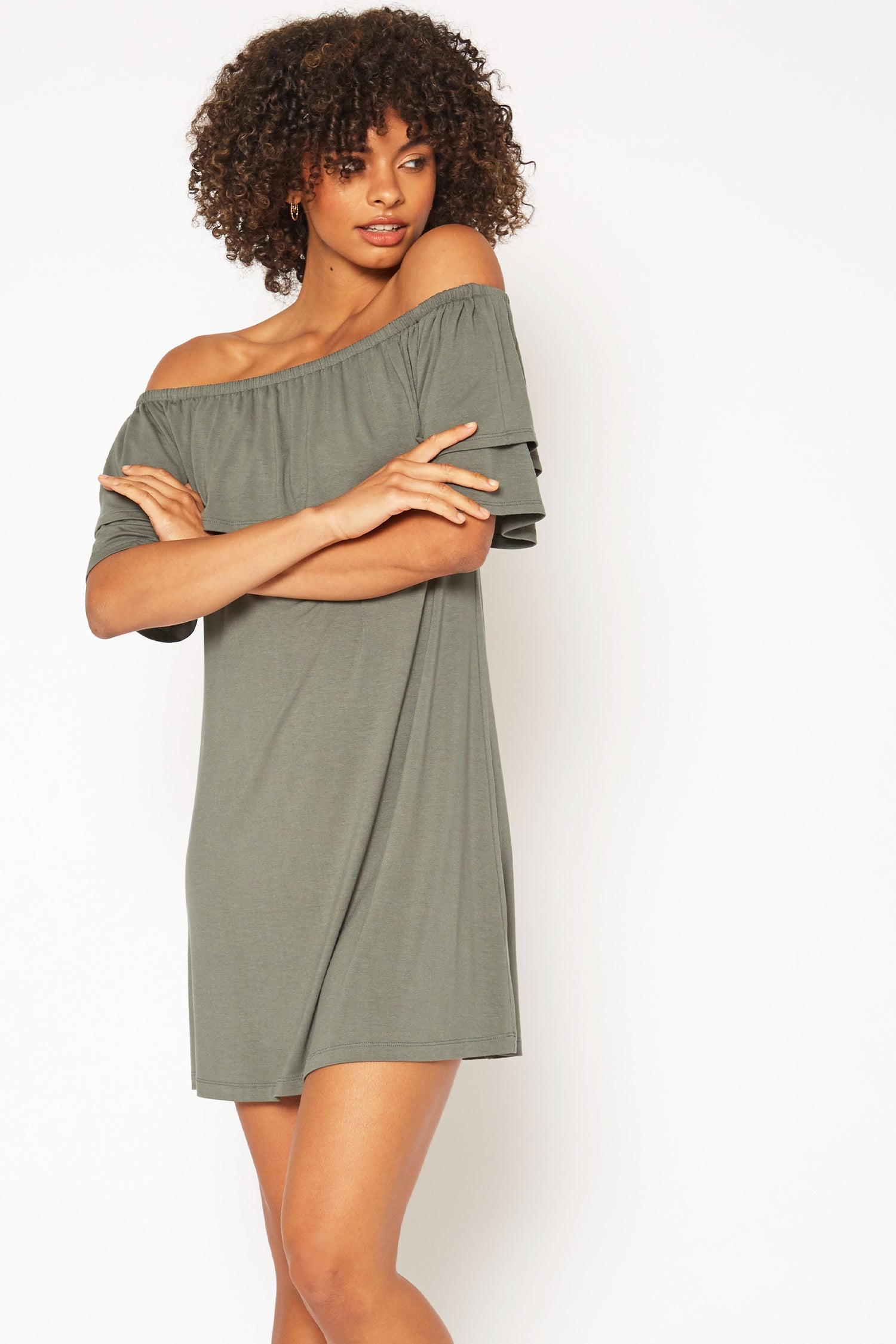 Basic Off Shoulder Midi Dress