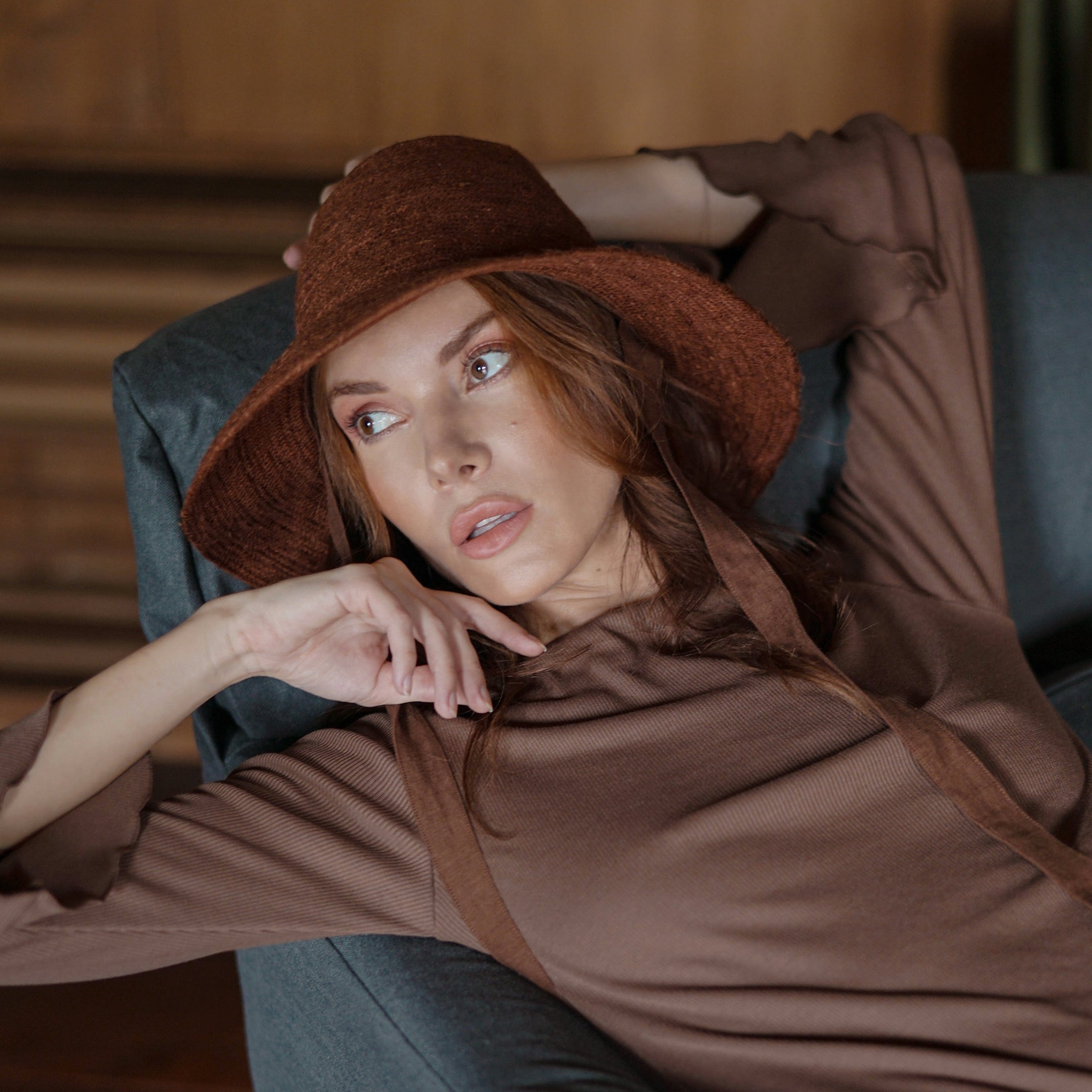 MEG Jute Straw Hat, in Burnt Sienna (Pre-order)