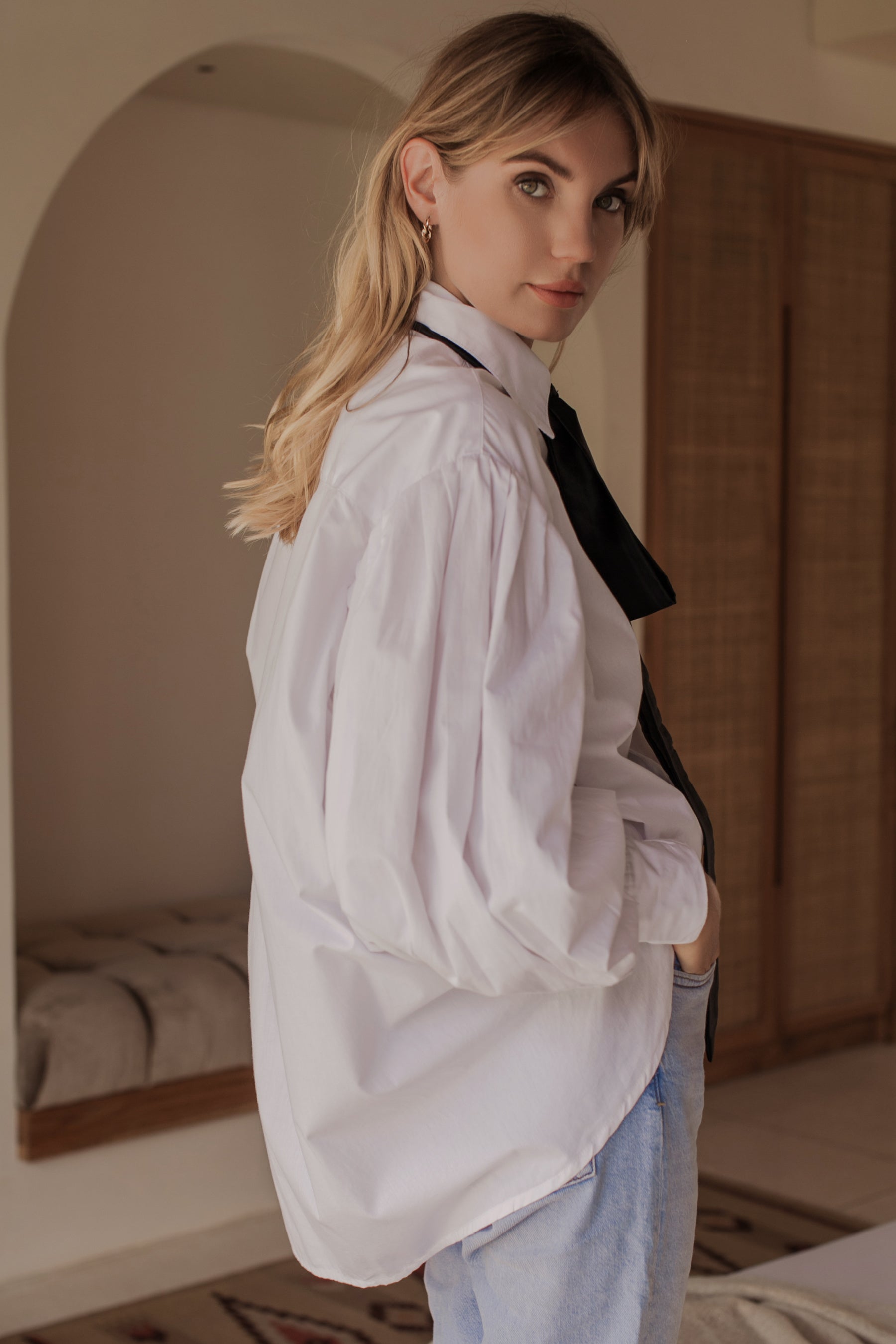 Buy Merci Balloon Sleeve Oversized Shirt by Bali ELF