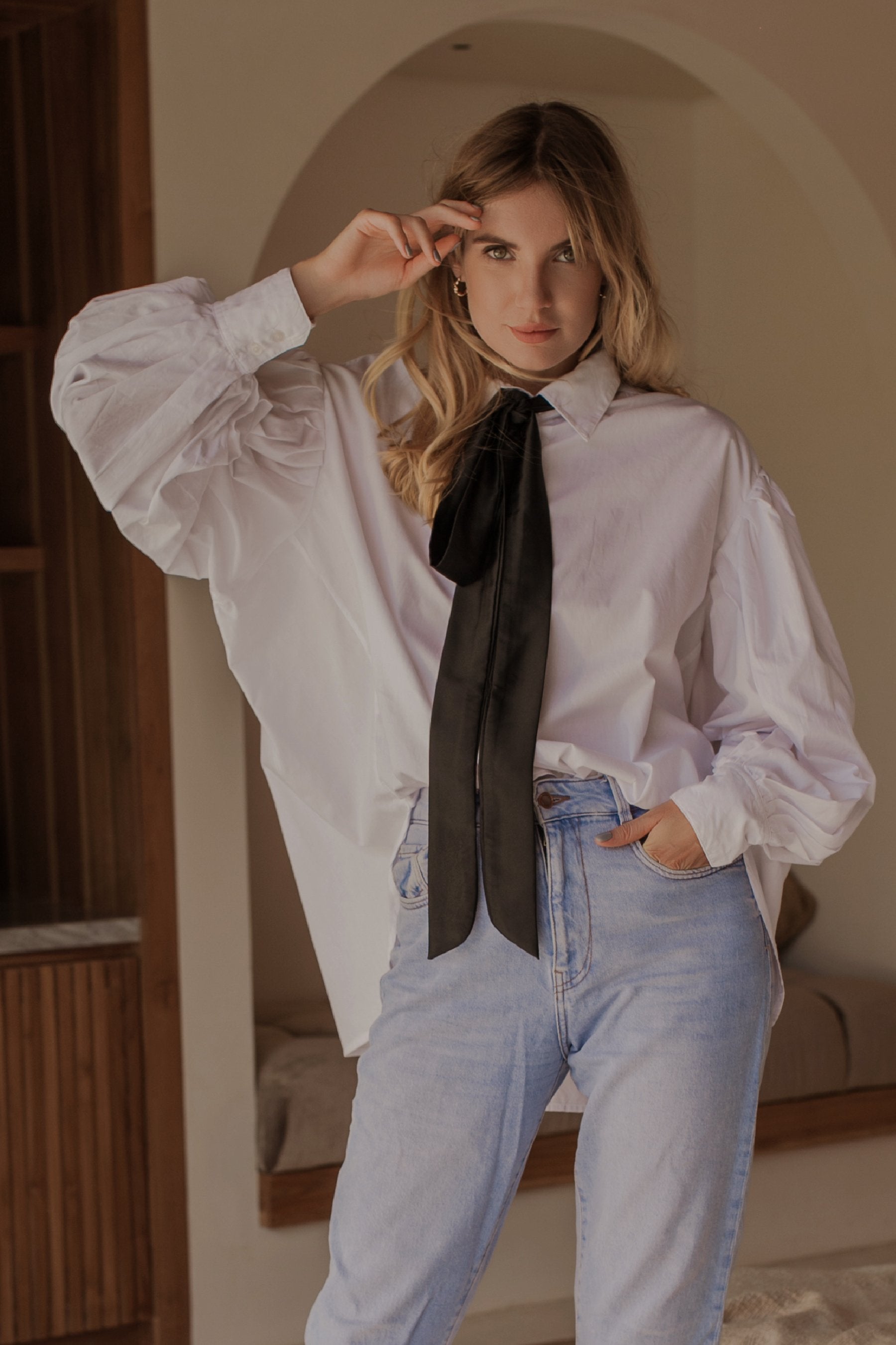 Buy Merci Balloon Sleeve Oversized Shirt by Bali ELF