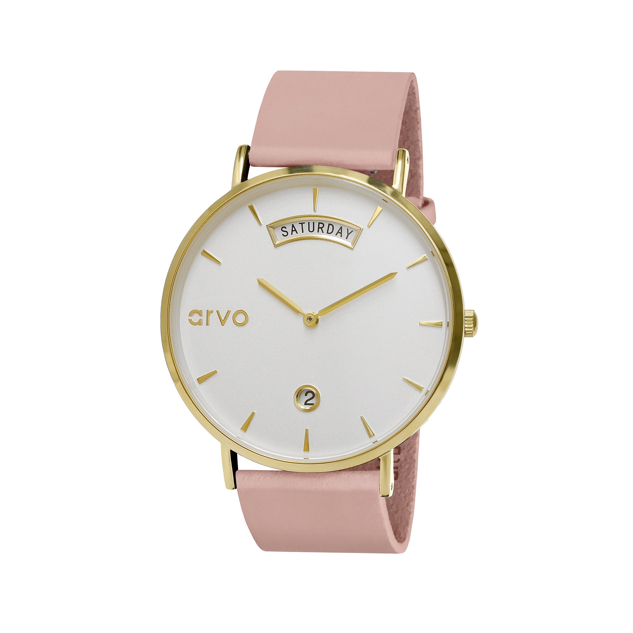 Buy Arvo Awristacrat Watch - Gold - Blush Leather Band by Arvo