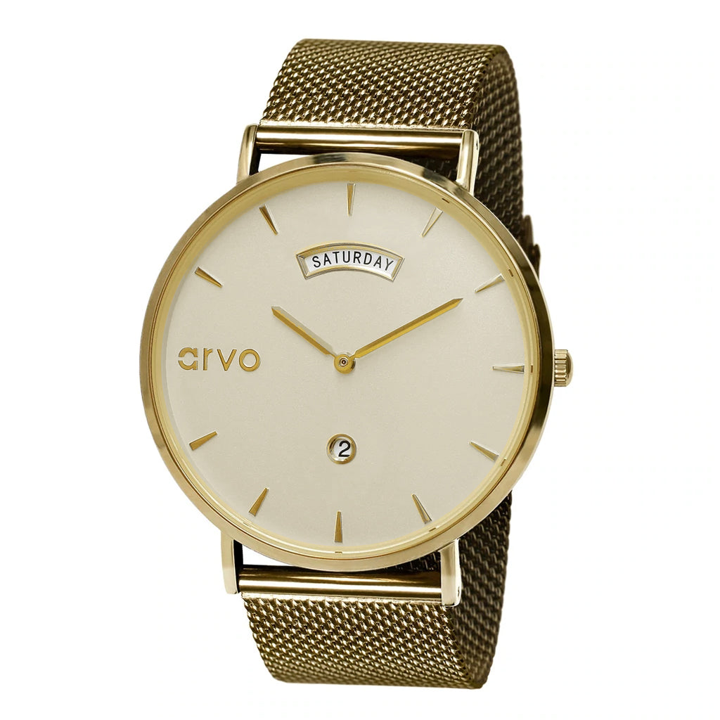 Buy Arvo Gold Awristacrat Watch - Gold Mesh by Arvo