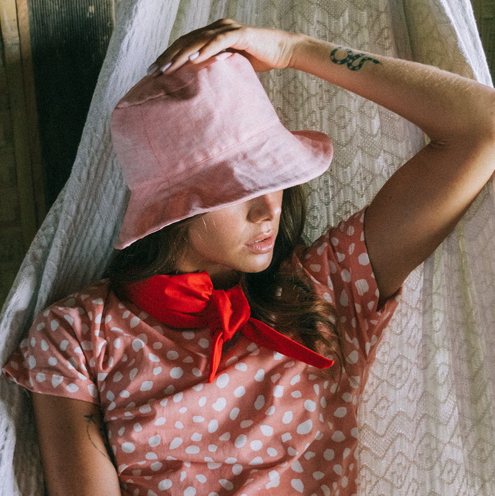 Buy WATU Seaside Linen Bucket Hat, in Salt Pink by BrunnaCo