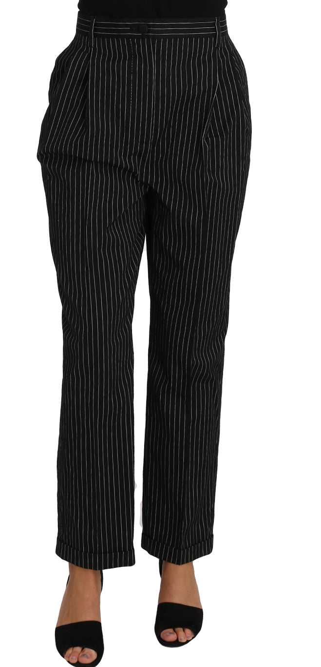 Elegant Black Pinstripe Dress Pants