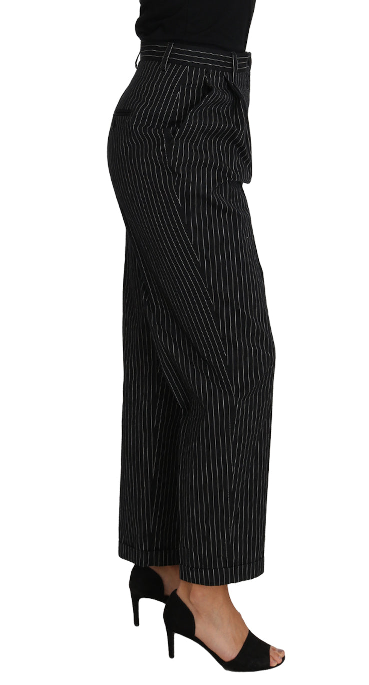 Elegant Black Pinstripe Dress Pants