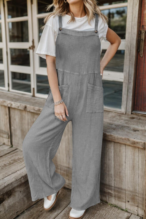 Buy Full Size Wide Leg Front Pocket Jumpsuit by Faz