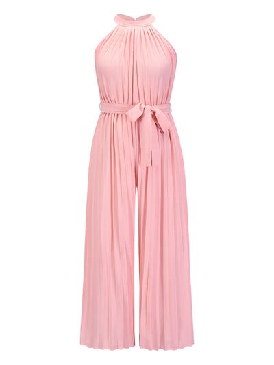Buy Cutout Tied Pleated Sleeveless Jumpsuit by Faz