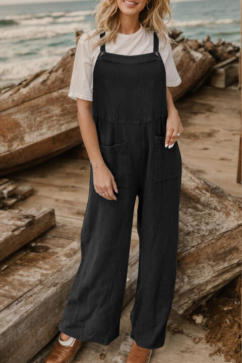 Buy Full Size Wide Leg Front Pocket Jumpsuit by Faz