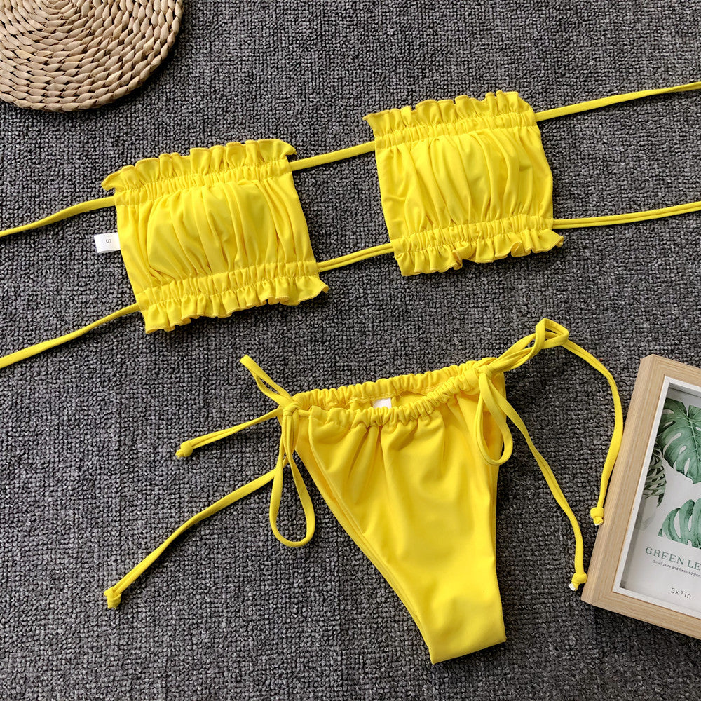 Buy Frill Trim Ruched Bikini Set by Faz