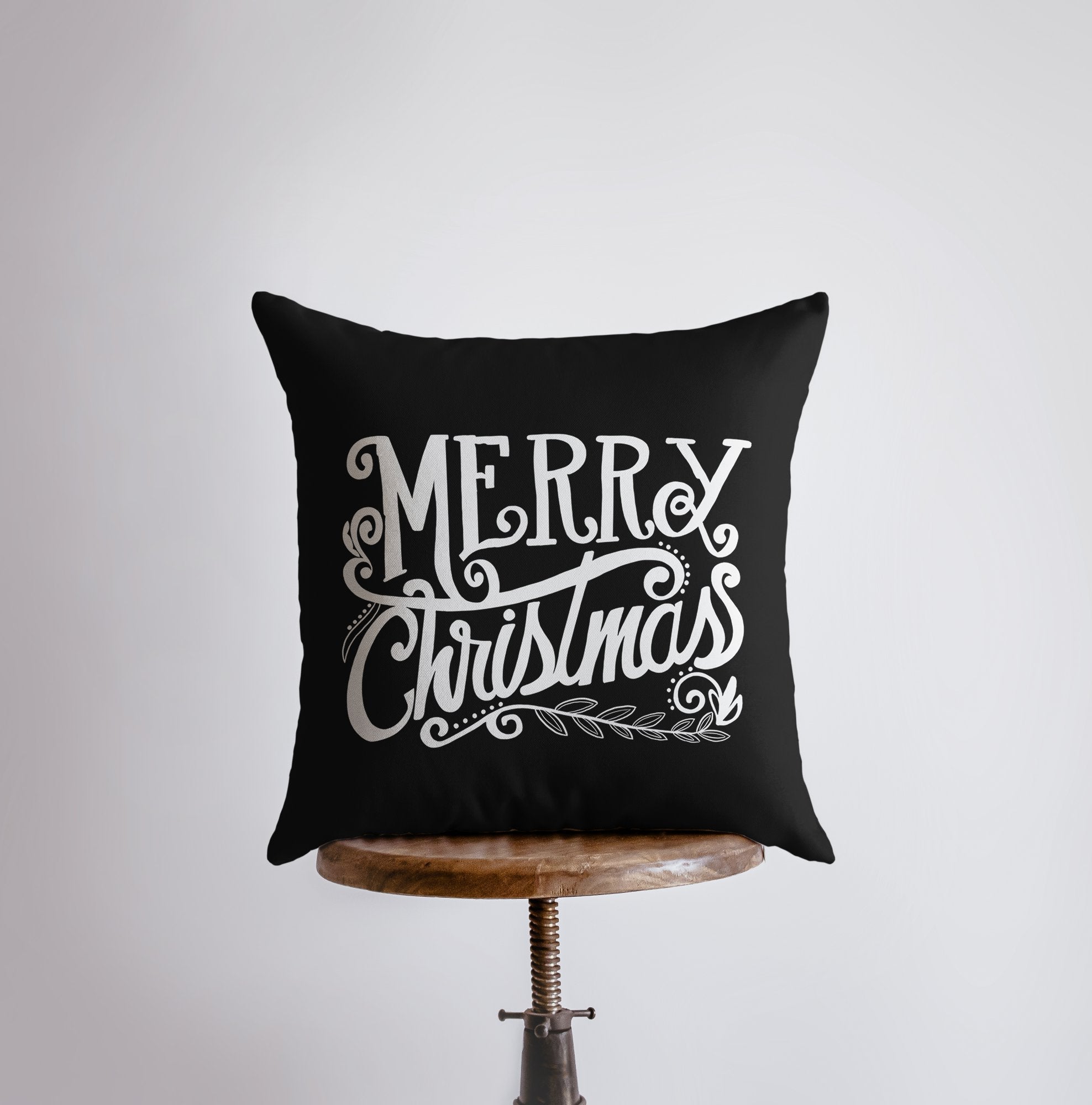 Buy Merry Christmas Black and White Throw Pillow Cover by UniikPillows
