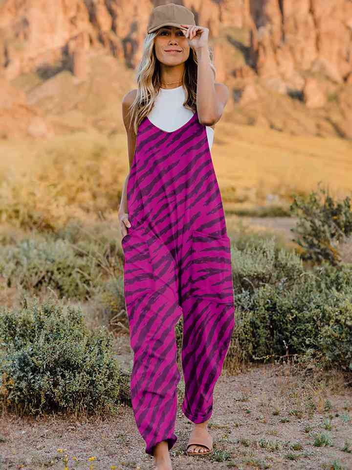 Buy Full Size Printed V-Neck Sleeveless Jumpsuit by Double Take