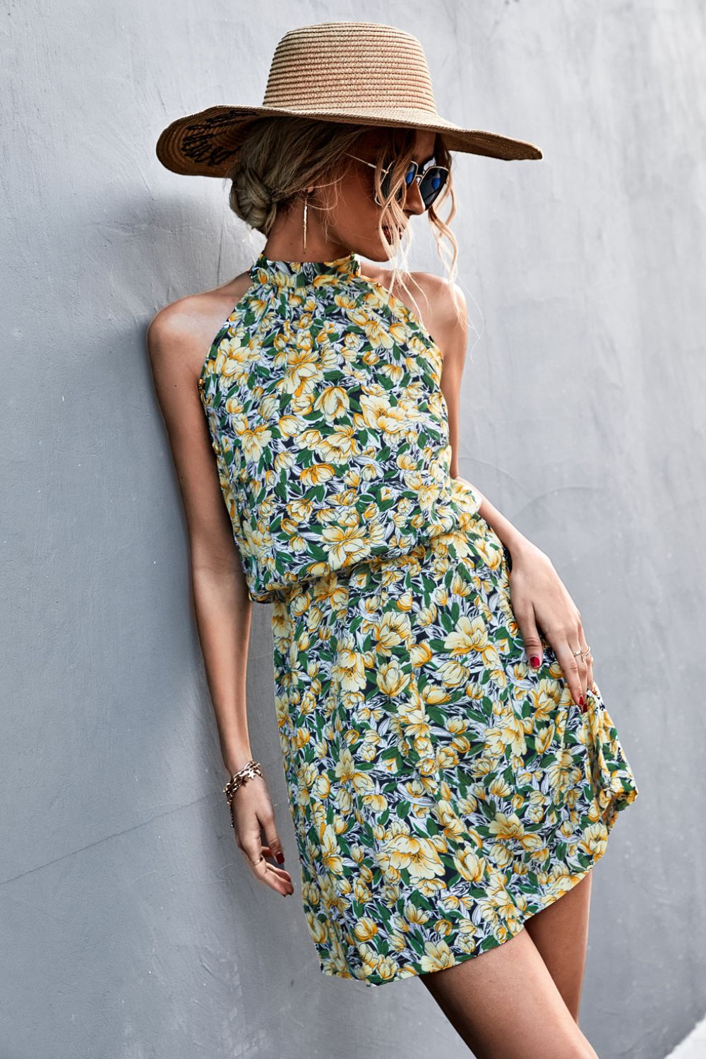 Buy Floral Tied Sleeveless Mini Dress by YO