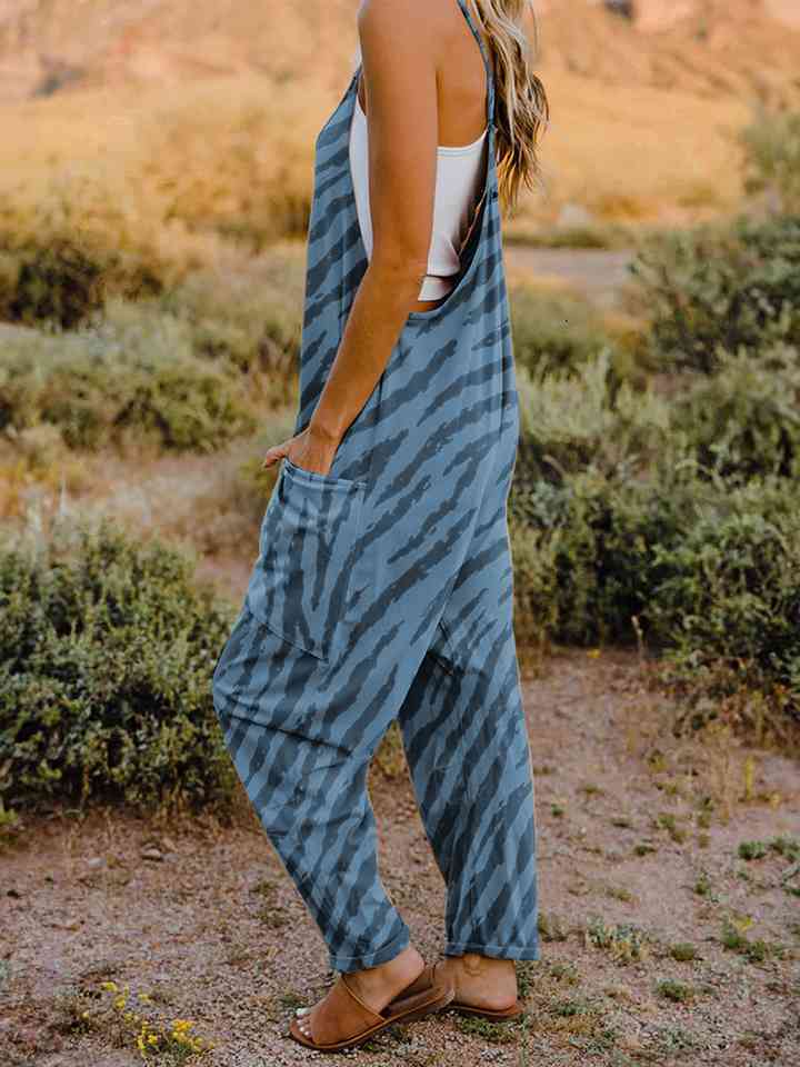 Buy Full Size Printed V-Neck Sleeveless Jumpsuit by Double Take