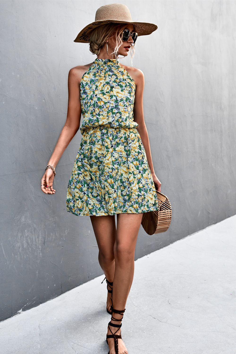 Buy Floral Tied Sleeveless Mini Dress by YO