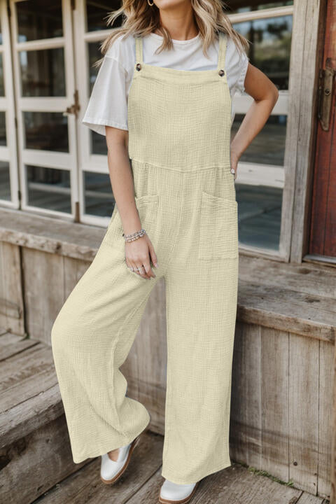 Buy Full Size Wide Leg Front Pocket Jumpsuit by Faz