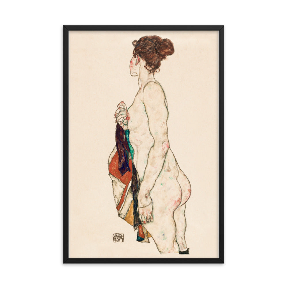 Standing Nude woman with a Patterned Robe Wall Art Print