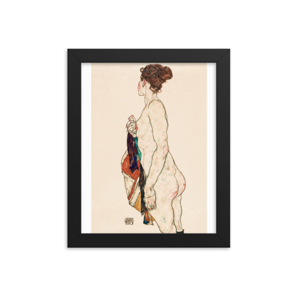 Buy Standing Nude woman with a Patterned Robe Wall Art Print by Faz