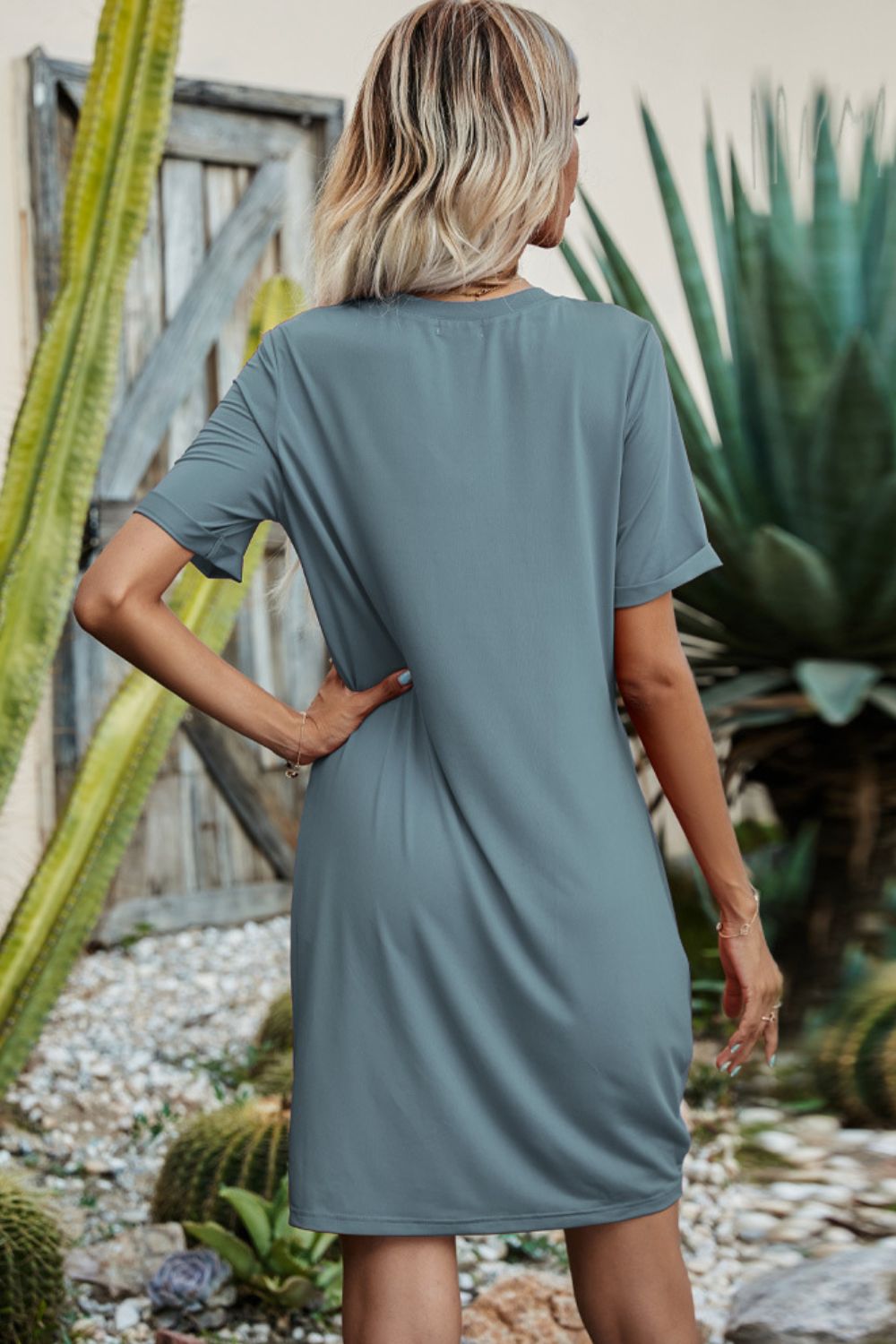 Buy Twisted V-Neck Short Sleeve Dress by Faz