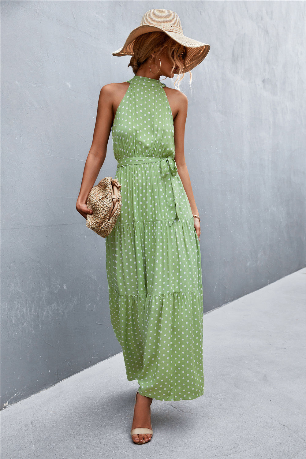 Buy Printed Sleeveless Tie Waist Maxi Dress by YO