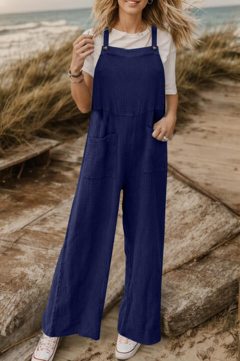 Buy Full Size Wide Leg Front Pocket Jumpsuit by Faz