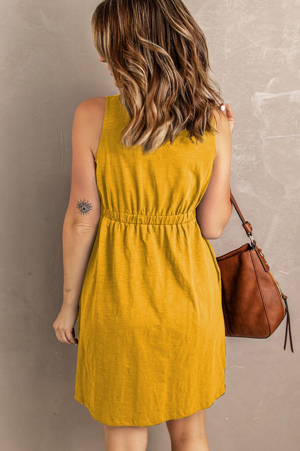 Buy Sleeveless Button Down Mini Magic Dress by SYNZ
