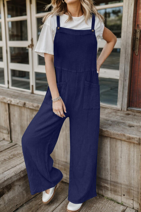 Buy Full Size Wide Leg Front Pocket Jumpsuit by Faz