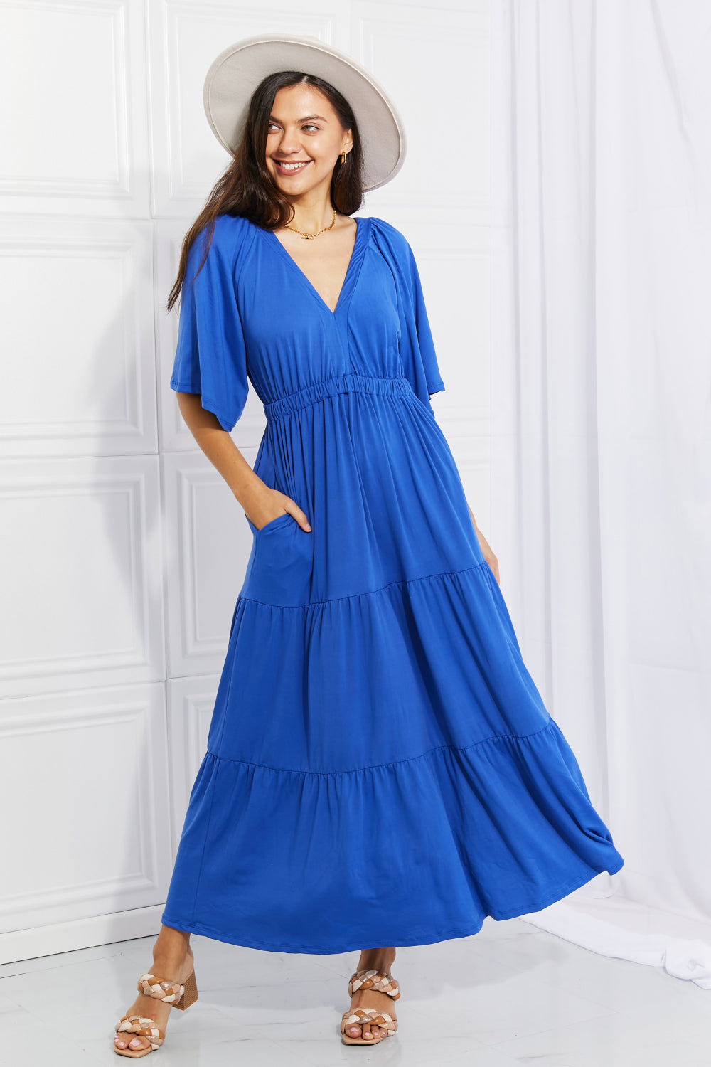 Full Size My Muse Flare Sleeve Tiered Maxi Dress