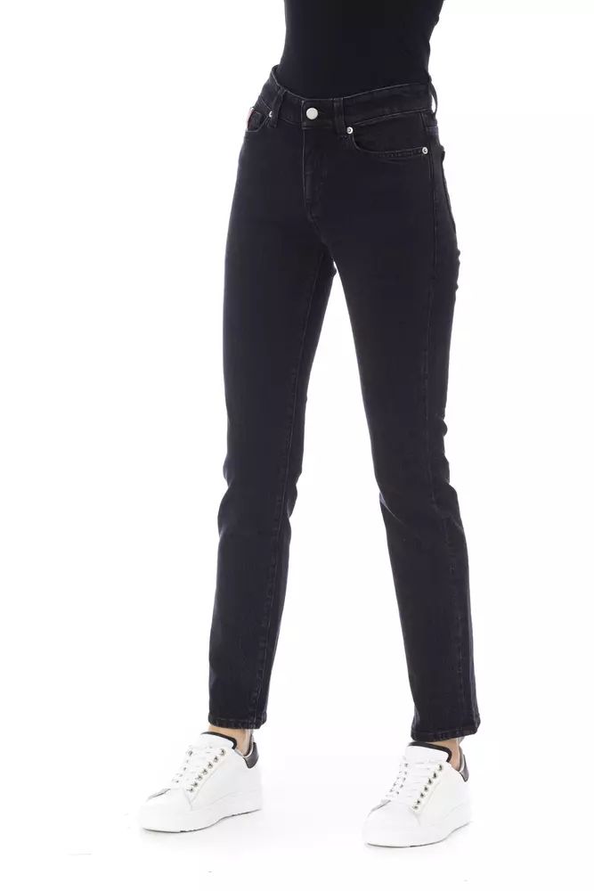 Trendy Tricolor Accent Black Jeans