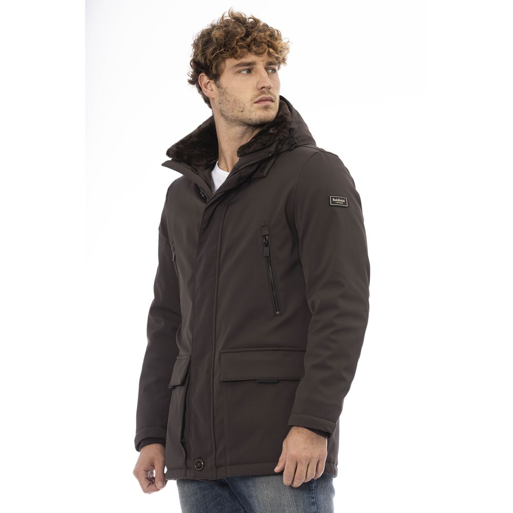 Elegant Hooded Zip Jacket in Brown