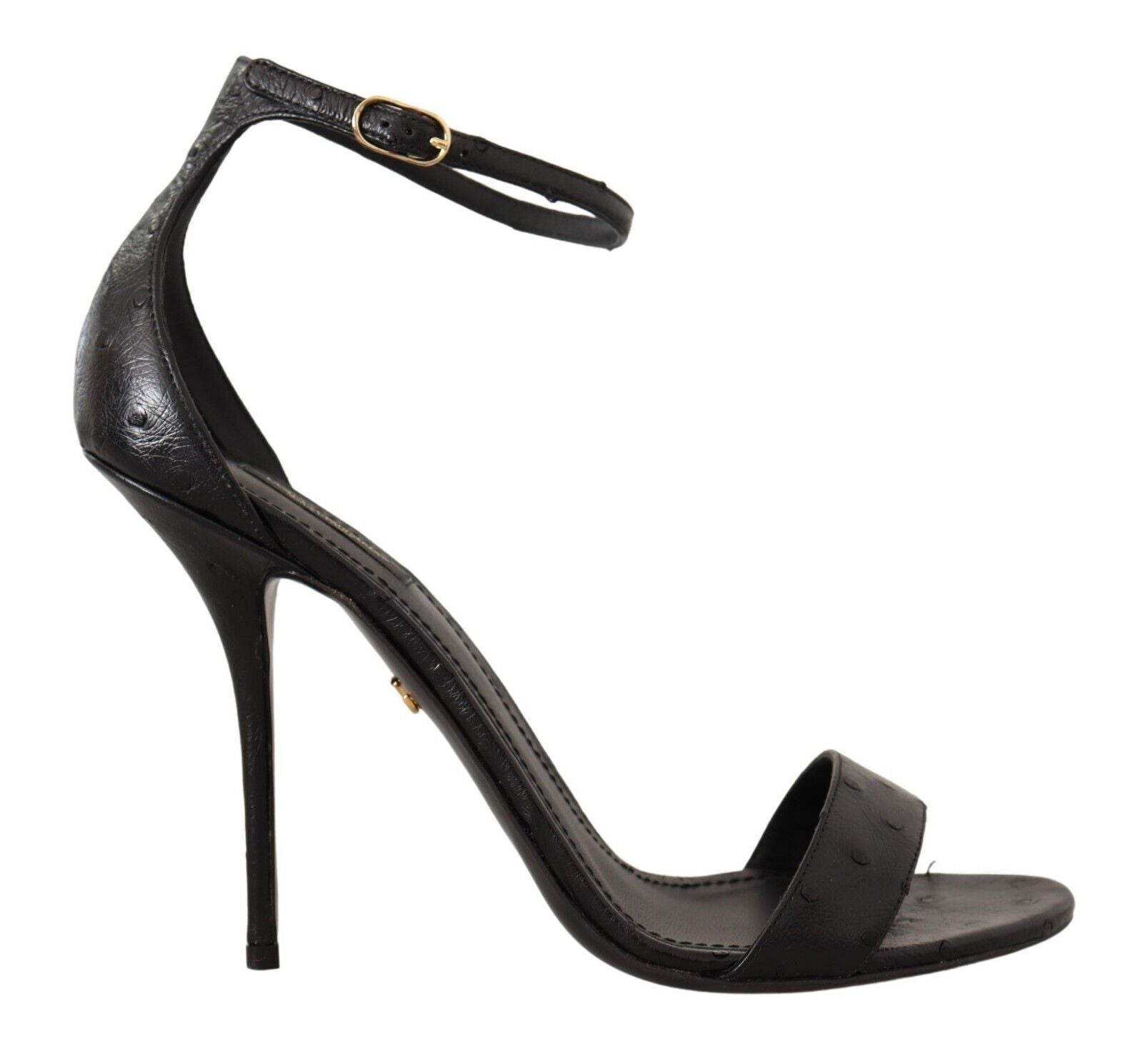Elegant Ostrich Leather Ankle Strap Heels