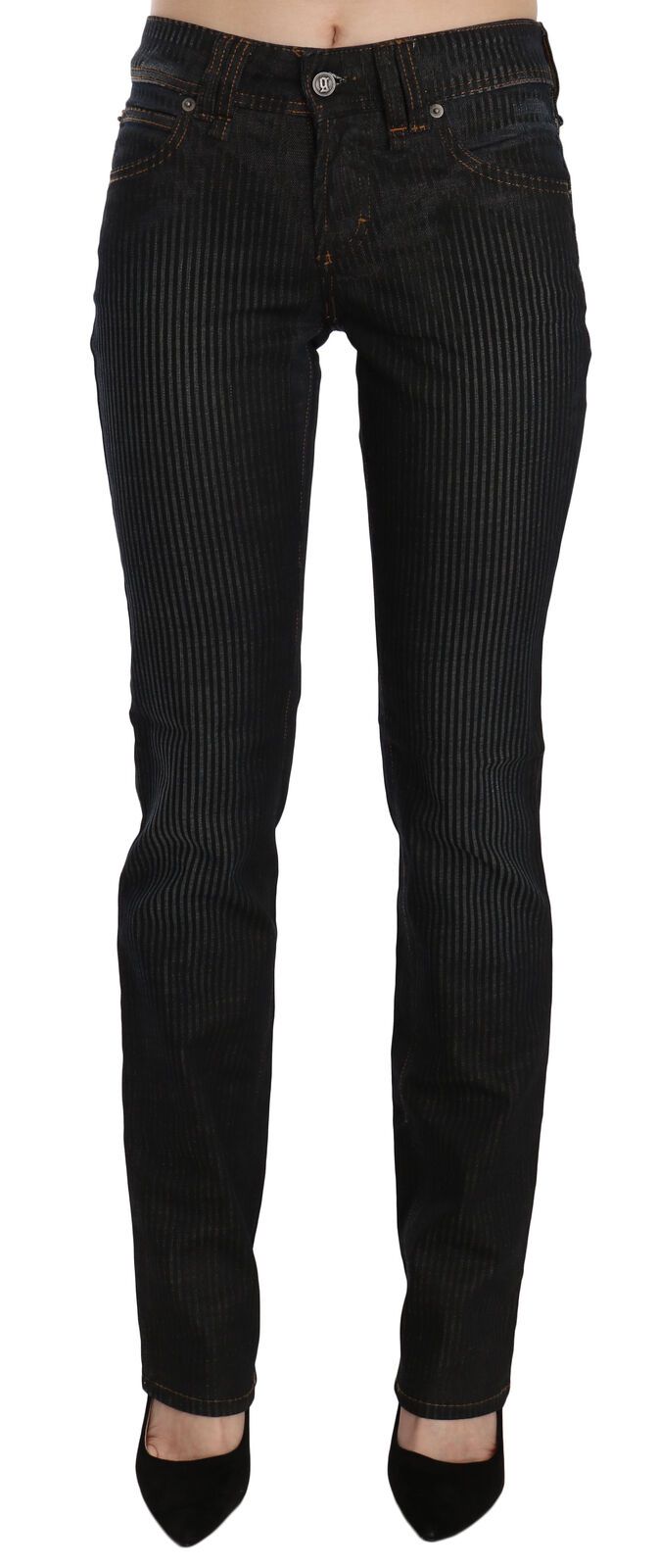 Elegant Black Slim Fit Corduroy Jeans