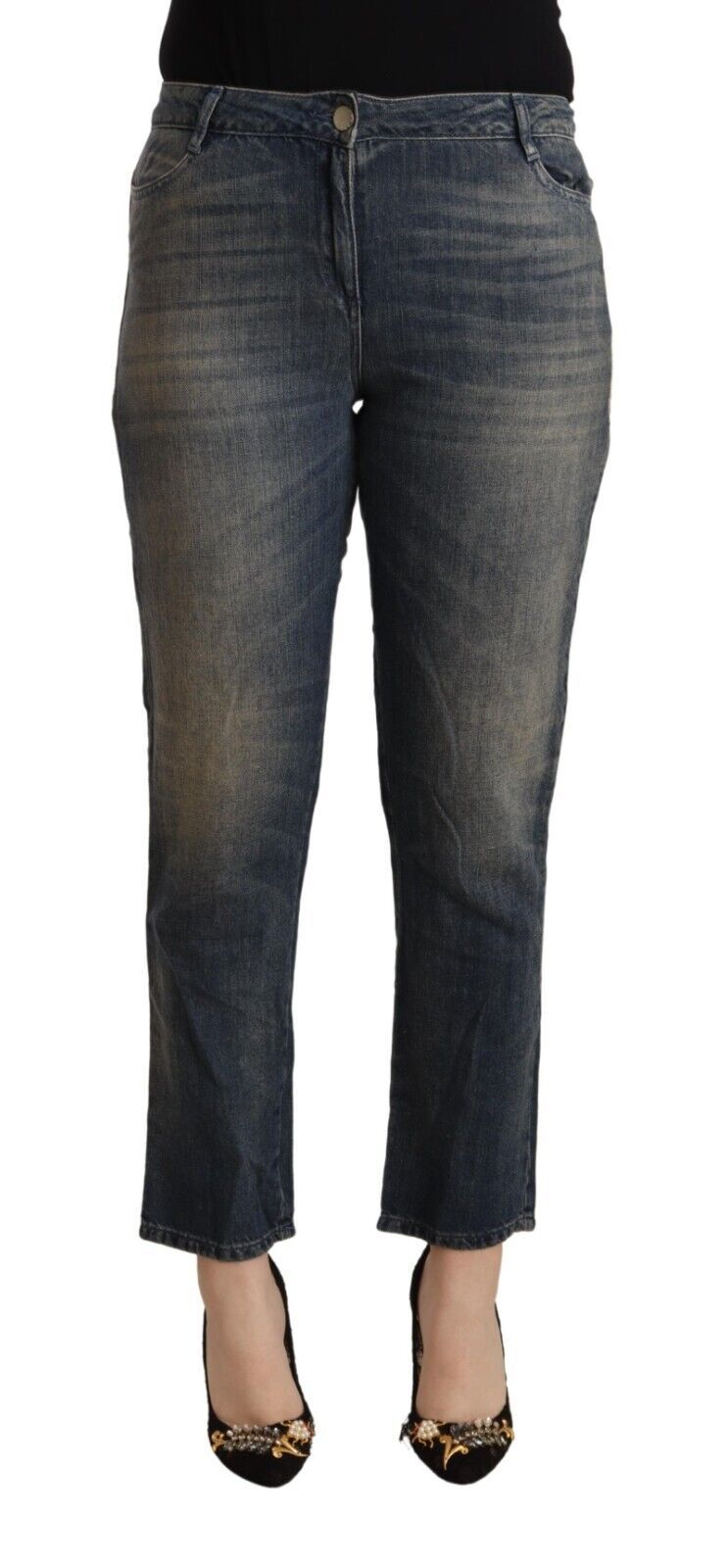 Chic Cropped Mid-Waist Denim Jeans