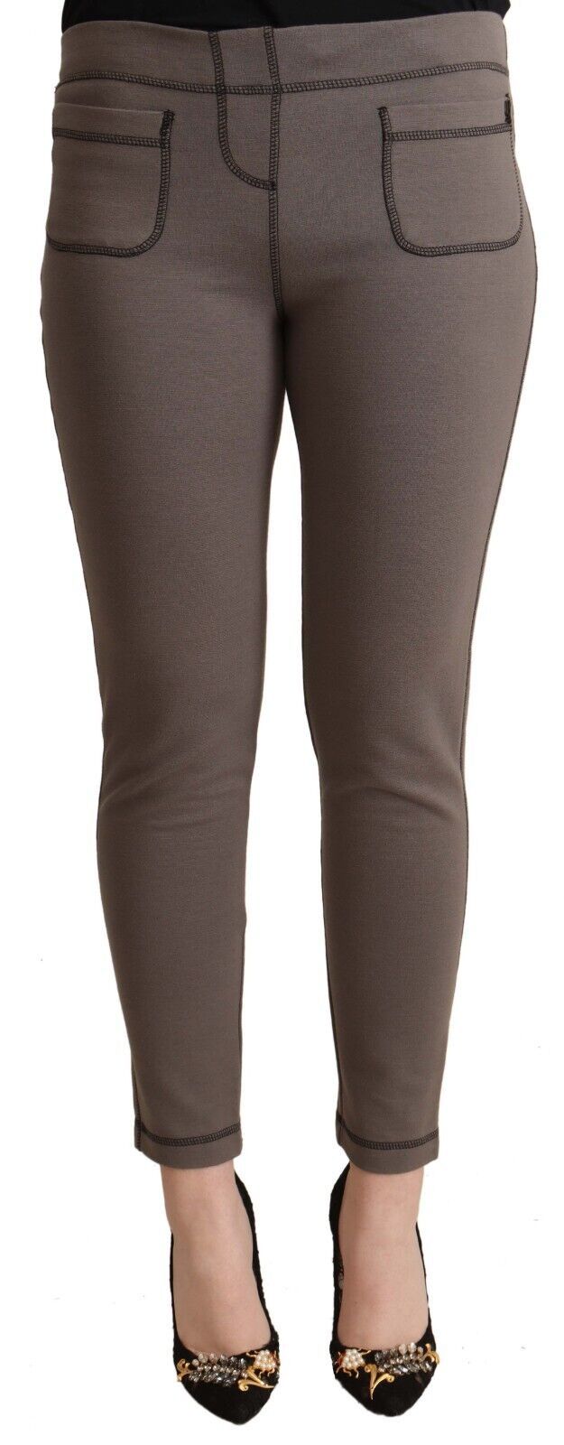 Chic Gray Mid Waist Skinny Pants for Sophisticated Style