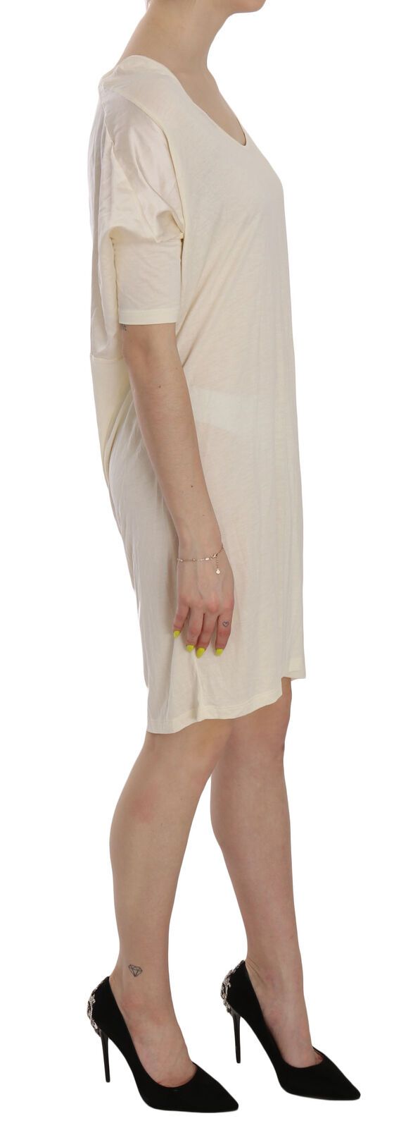Chic Cream A-Line Elbow Sleeve Dress