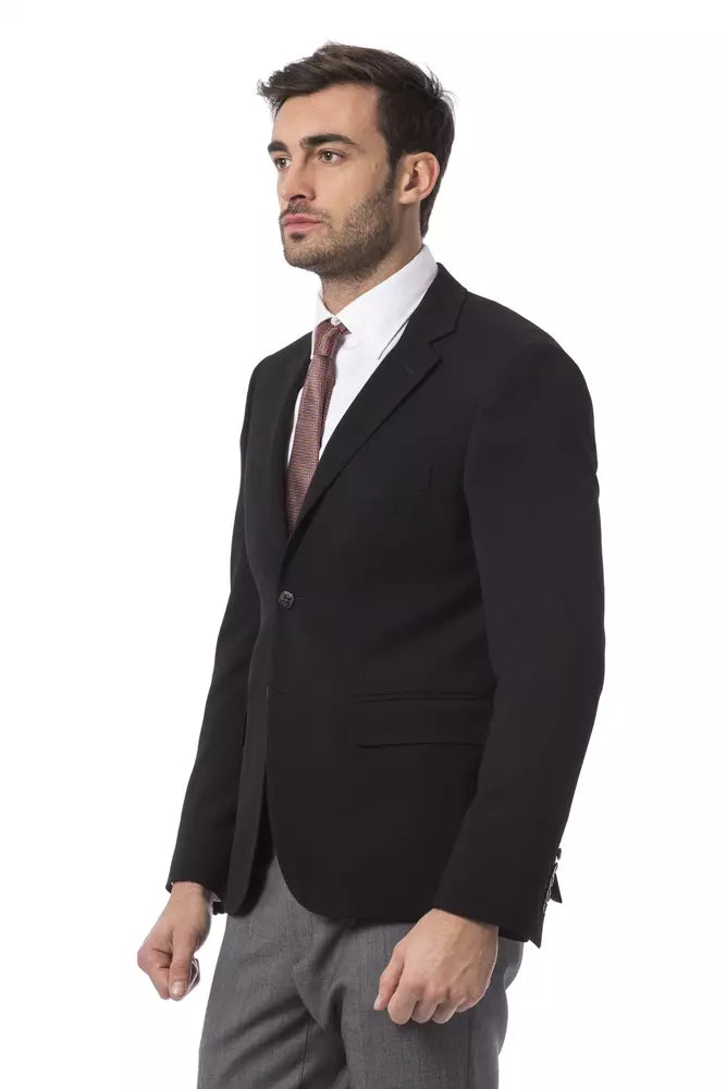 Elegant Italian Wool Black Jacket