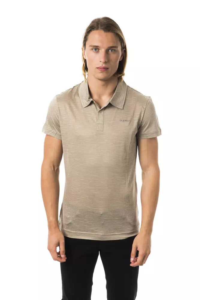 Elegant Striped Embroidered Polo Shirt