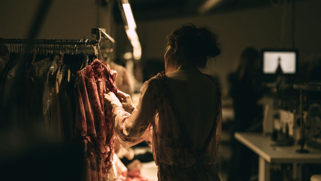 Hands inspecting the seams of a tailored garment illustrating how to tell quality clothing