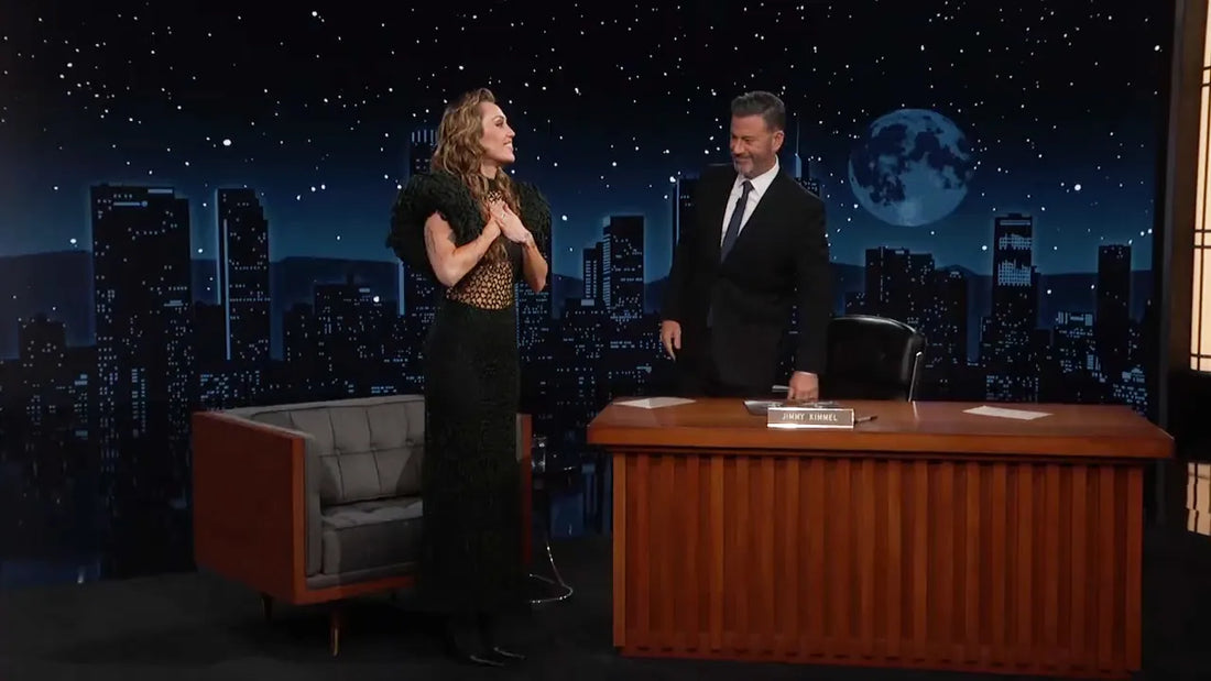 Miley Cyrus Stuns in Alaïa Runway Net Dress on Jimmy Kimmel Live