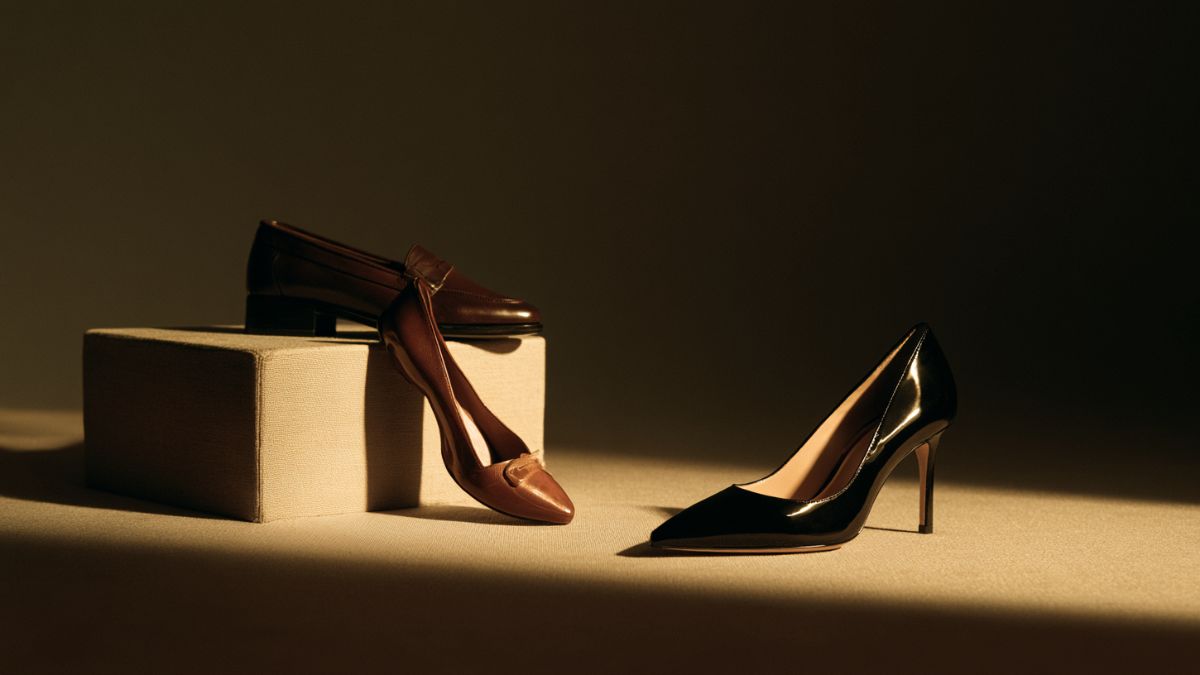 Leather loafer and pointed-toe pump illustrating the five investment-grade shoe silhouettes that anchor a serious wardrobe